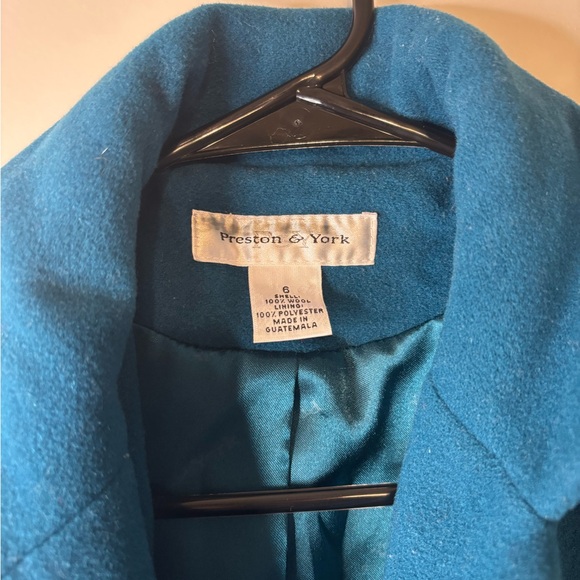 Preston & York Teal, Wool, Trench Coat with Notched Lapel - Picture 4 of 7